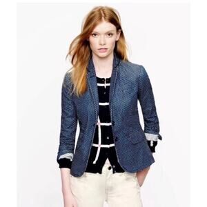 J. Crew Navy Microdot Cotton Blend Blazer